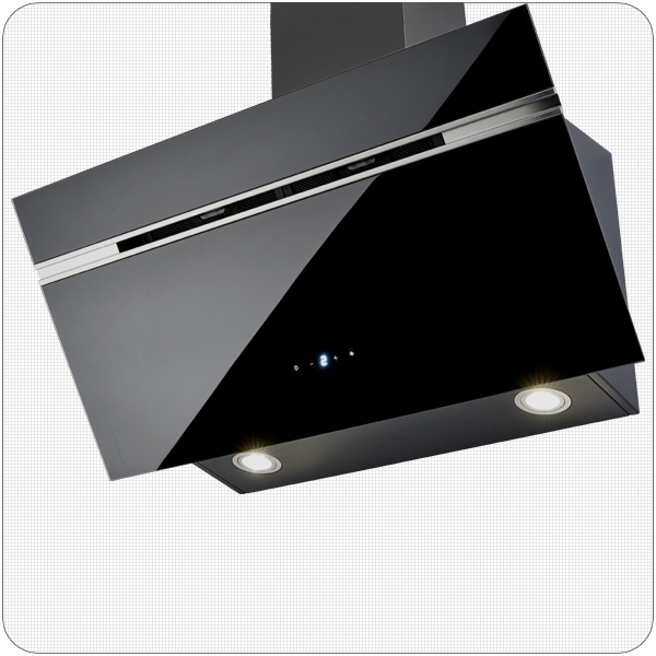 PKM S9-80 ABTZ Wandhaube, Glas, Schwarz, 80 cm, LED-Beleuchtung